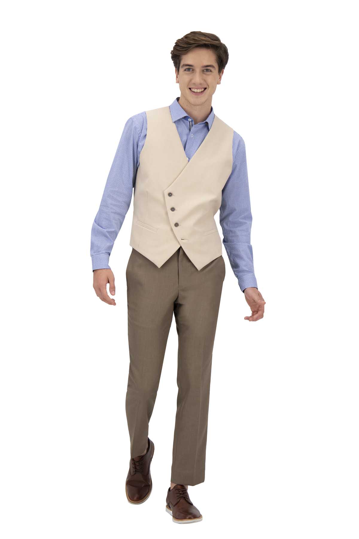 CHALECO CRUZADO BEIGE SLIM FIT LMENTAL image number null