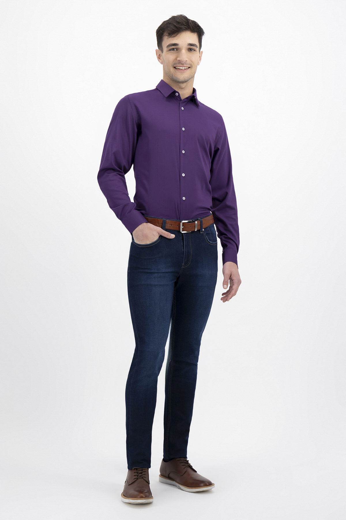 CAMISA VESTIR LILA SKINNY FIT LMENTAL image number null