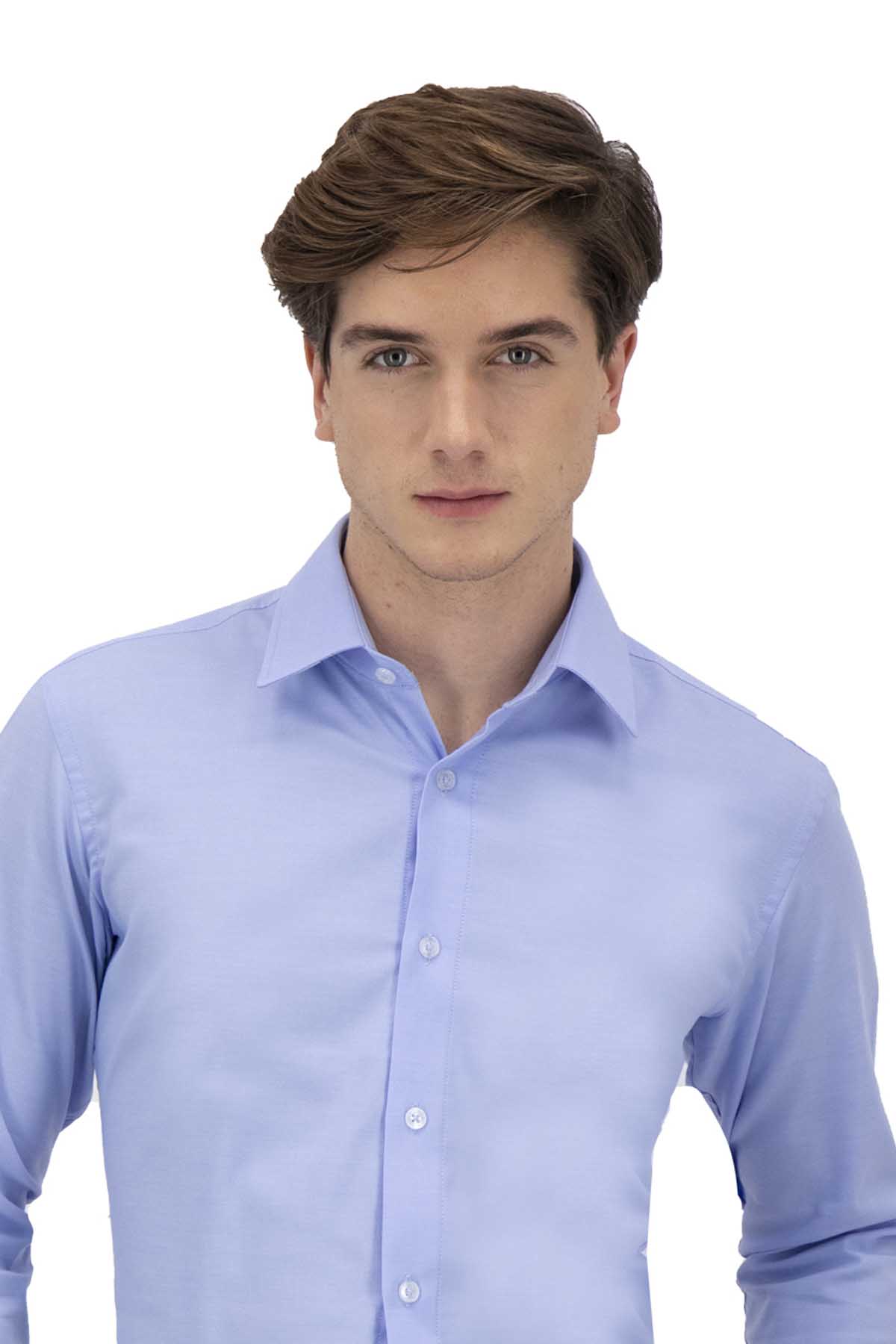 CAMISA VESTIR AZUL CONTEMPORARY FIT LAMBERTI image number null