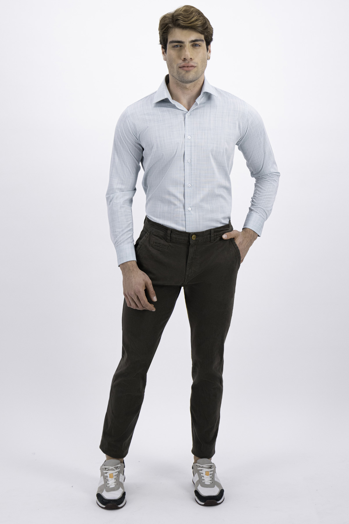 PANTALÓN CASUAL VERDE OLIVA CONTEMPORARY FIT LAMBERTI