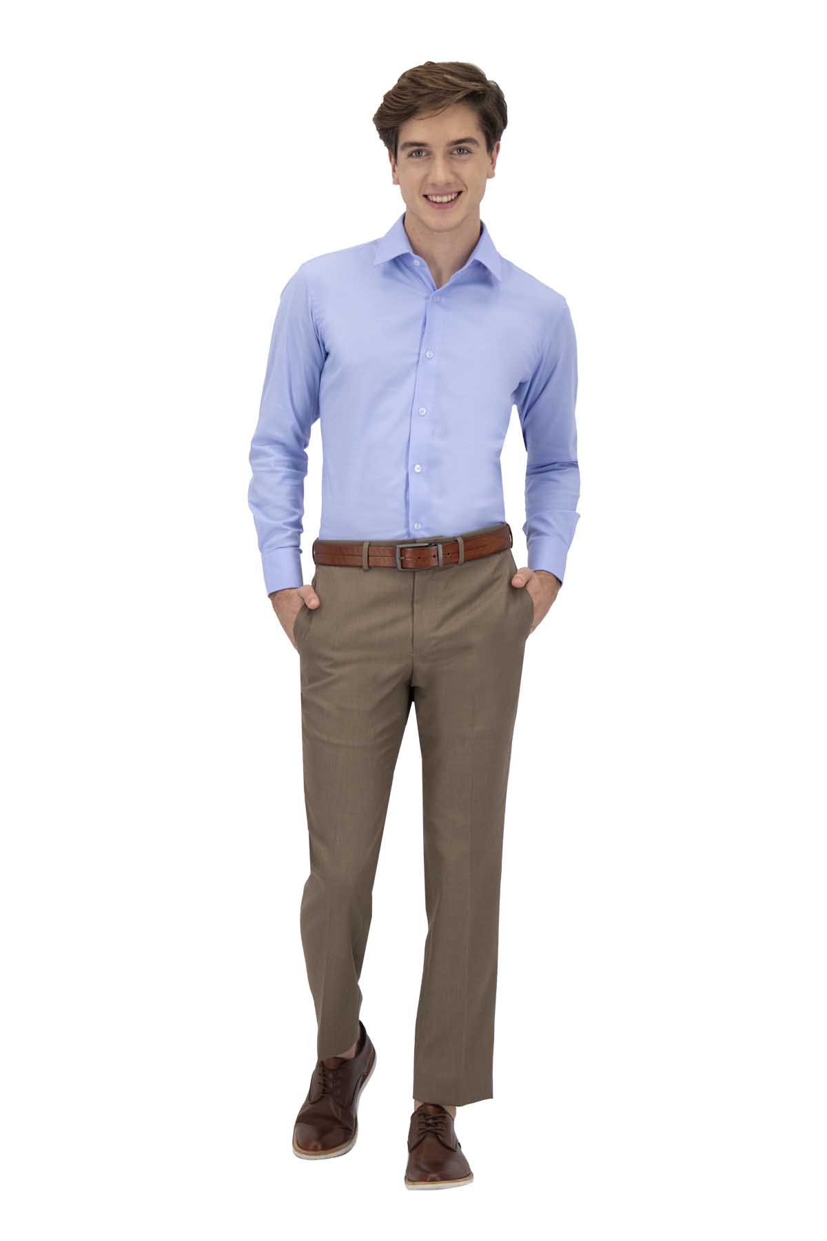 CAMISA VESTIR AZUL CONTEMPORARY FIT LAMBERTI image number null