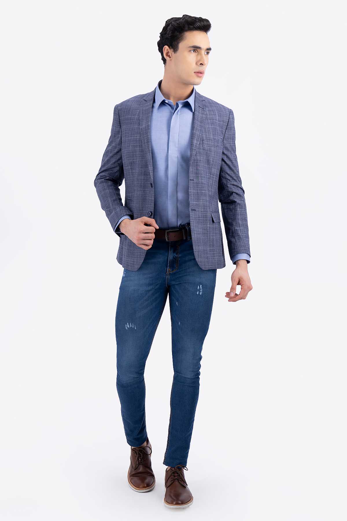 SACO CASUAL AZUL MARINO SKINNY FIT LMENTAL image number null