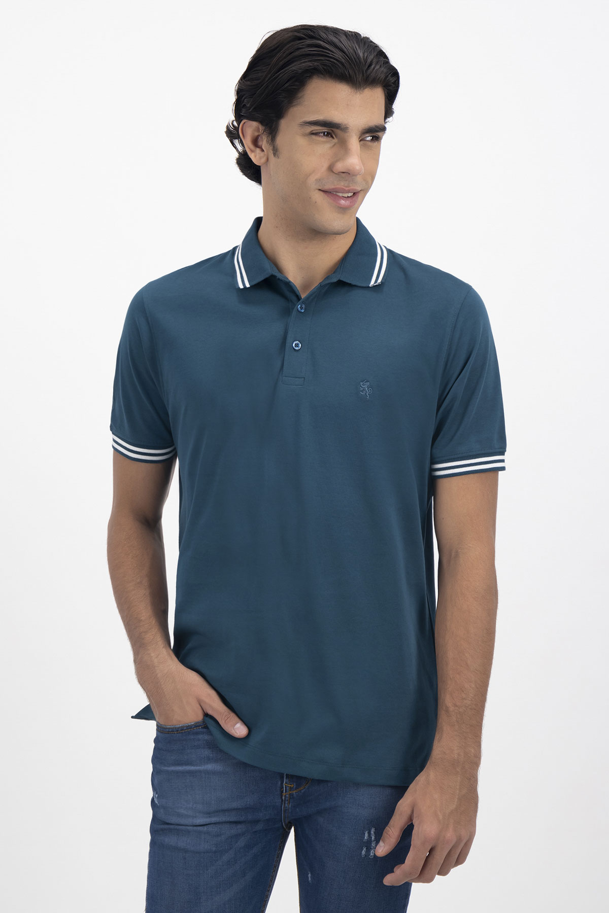 PLAYERA TIPO POLO PREMIUM COTTON CONTEMPORARY FIT LAMBERTI