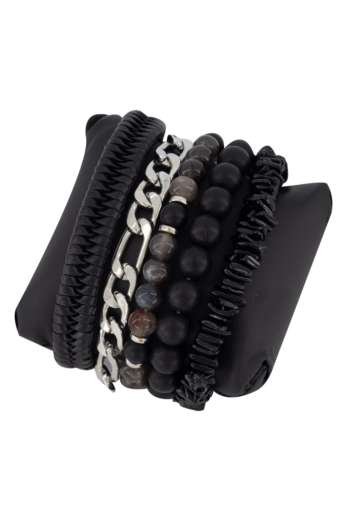 KIT PULSERAS COLOR NEGRO MENS FASHION