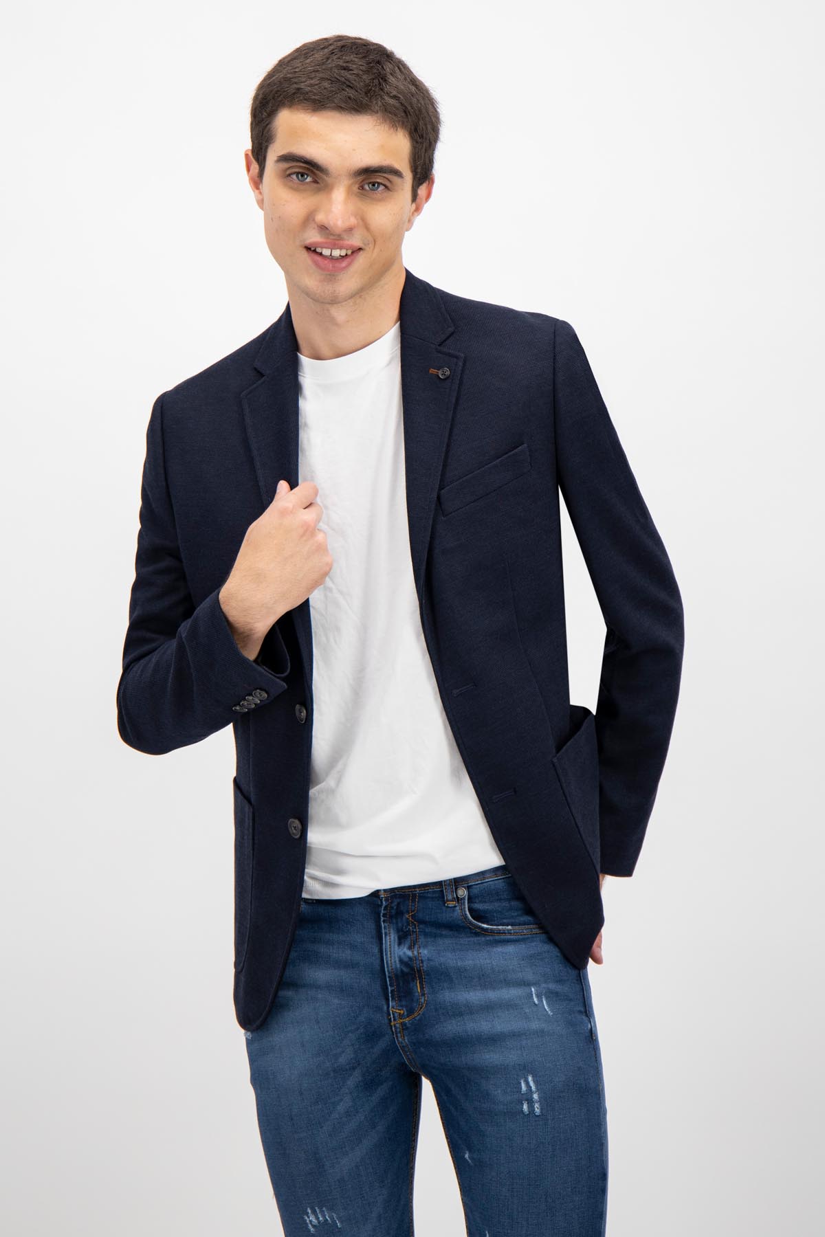 SACO AZUL NAVY SLIM FIT MENS FASHION image number 1